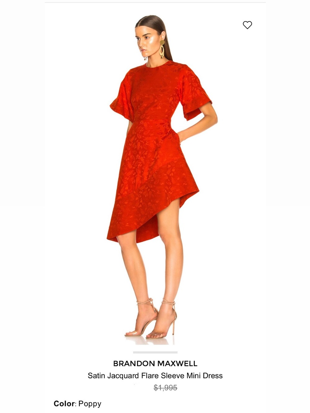 Brandon Maxwell Poppy Satin Jacquard Asymmetrical Dress with Pockets (size 6)